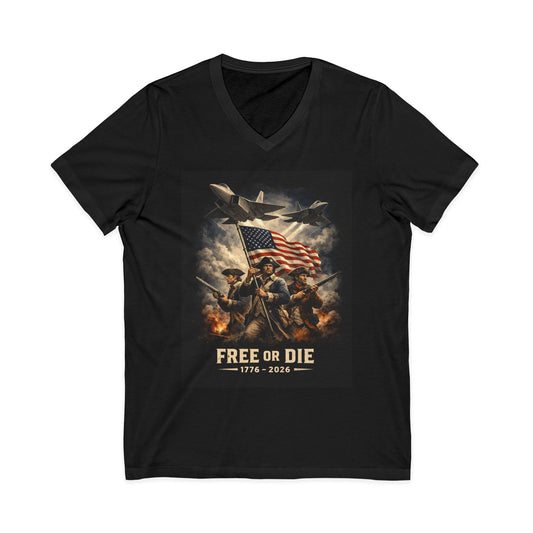 Patriotic 'Free or Die' V-Neck Tee