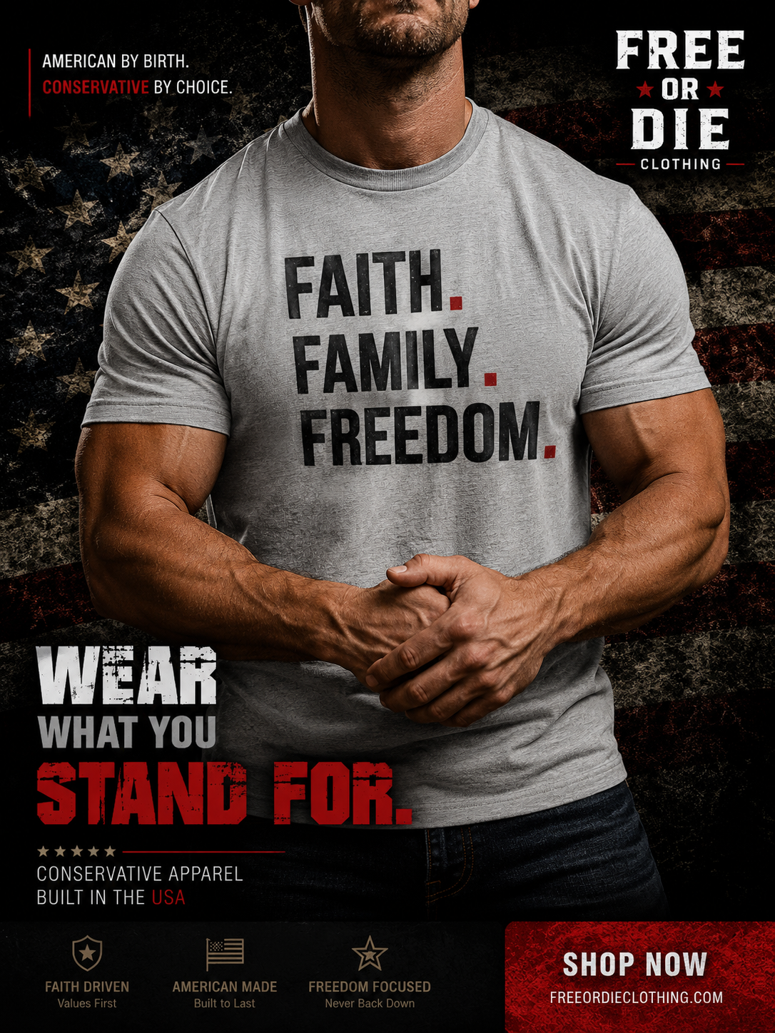 Faith. Family. Freedom. Tee – Patriotic Conservative Apparel